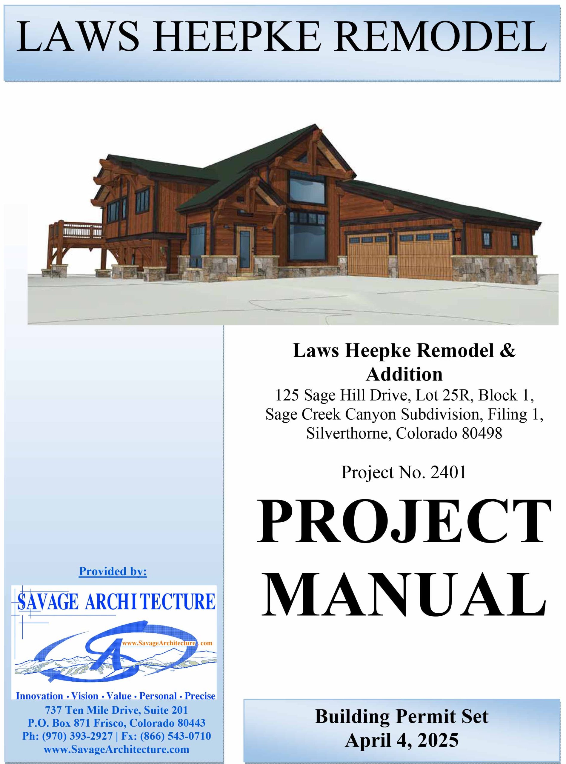 LAWS HEEPKE REMODEL & ADDITION PERMIT DOCUMENTS | Savage Architecture